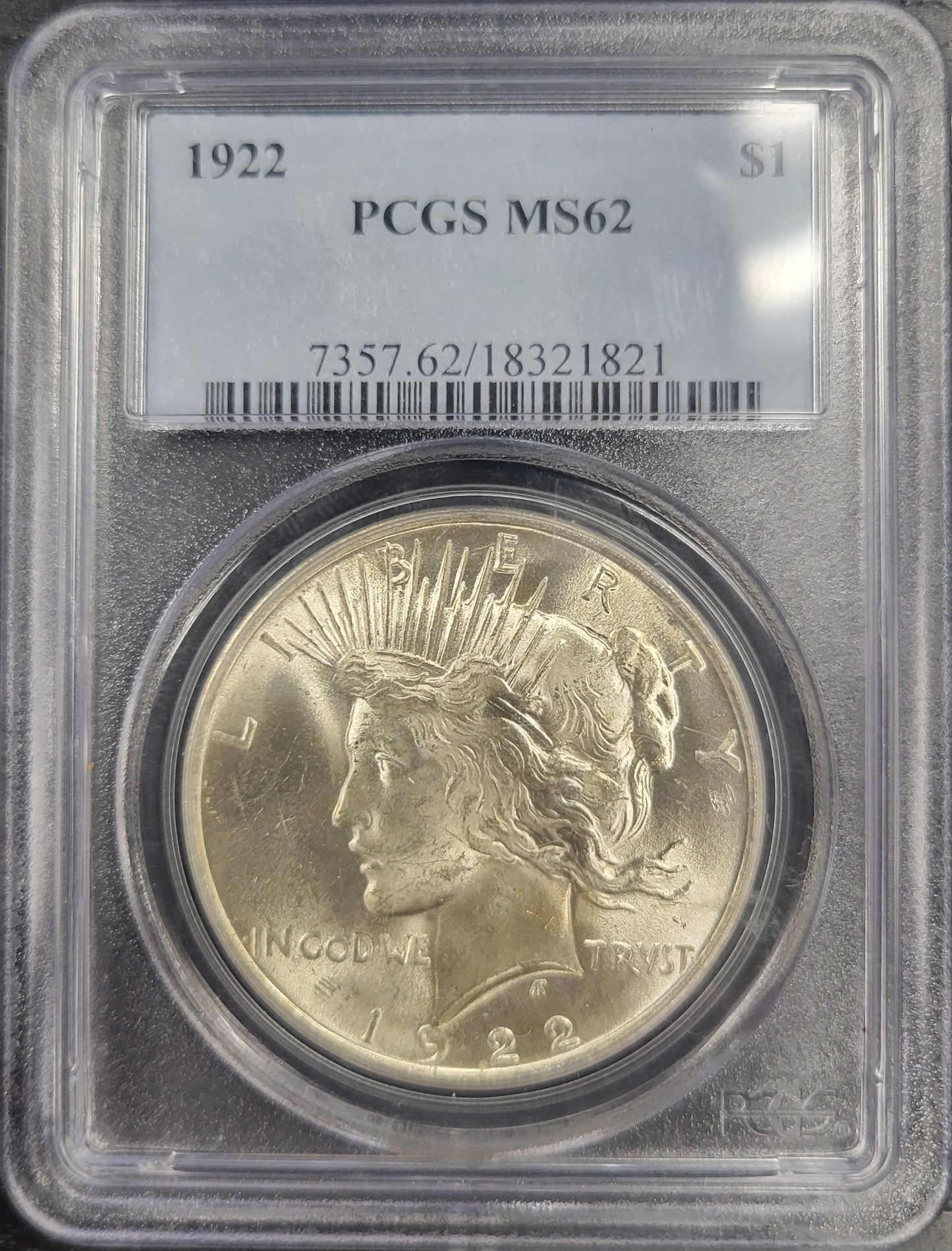 1922 Peace Dollar $1 PCGS certified MS62