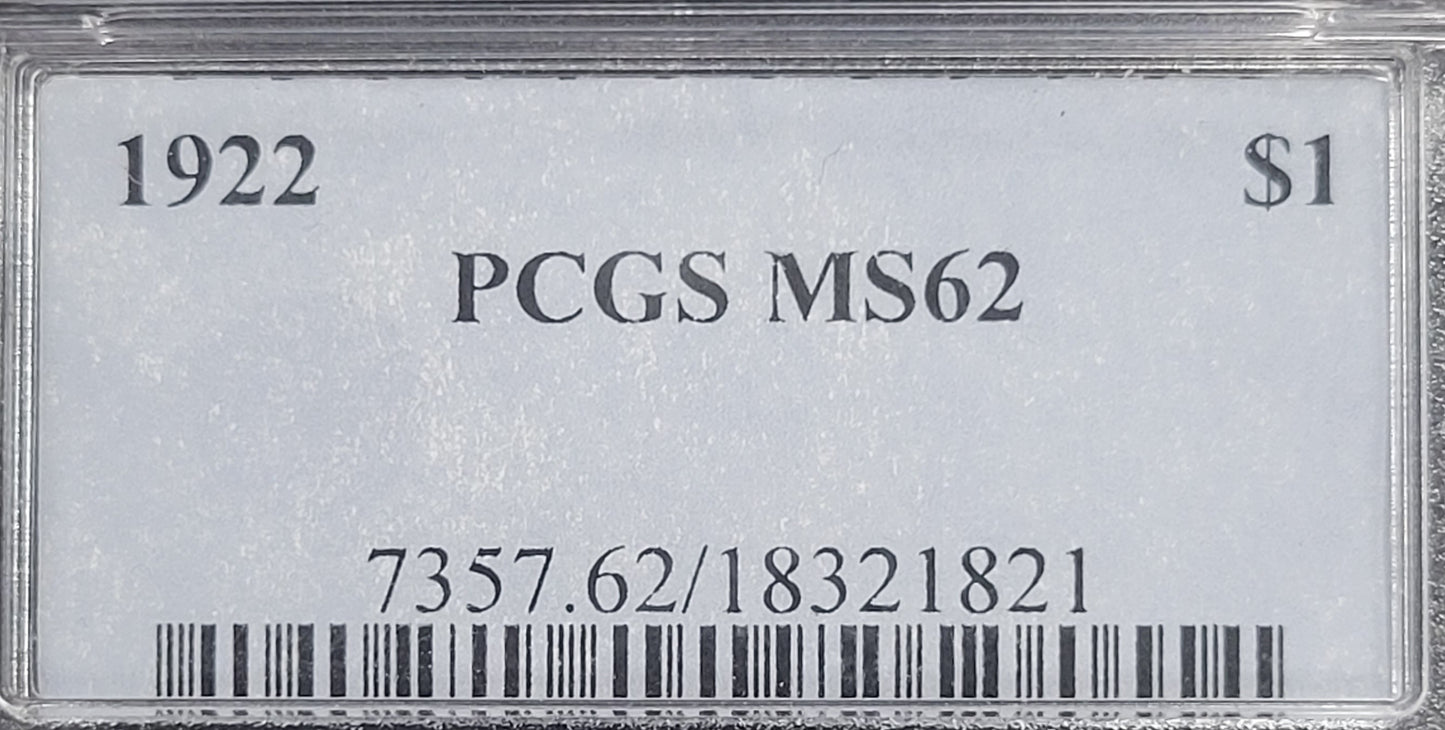 1922 Peace Dollar $1 PCGS certified MS62