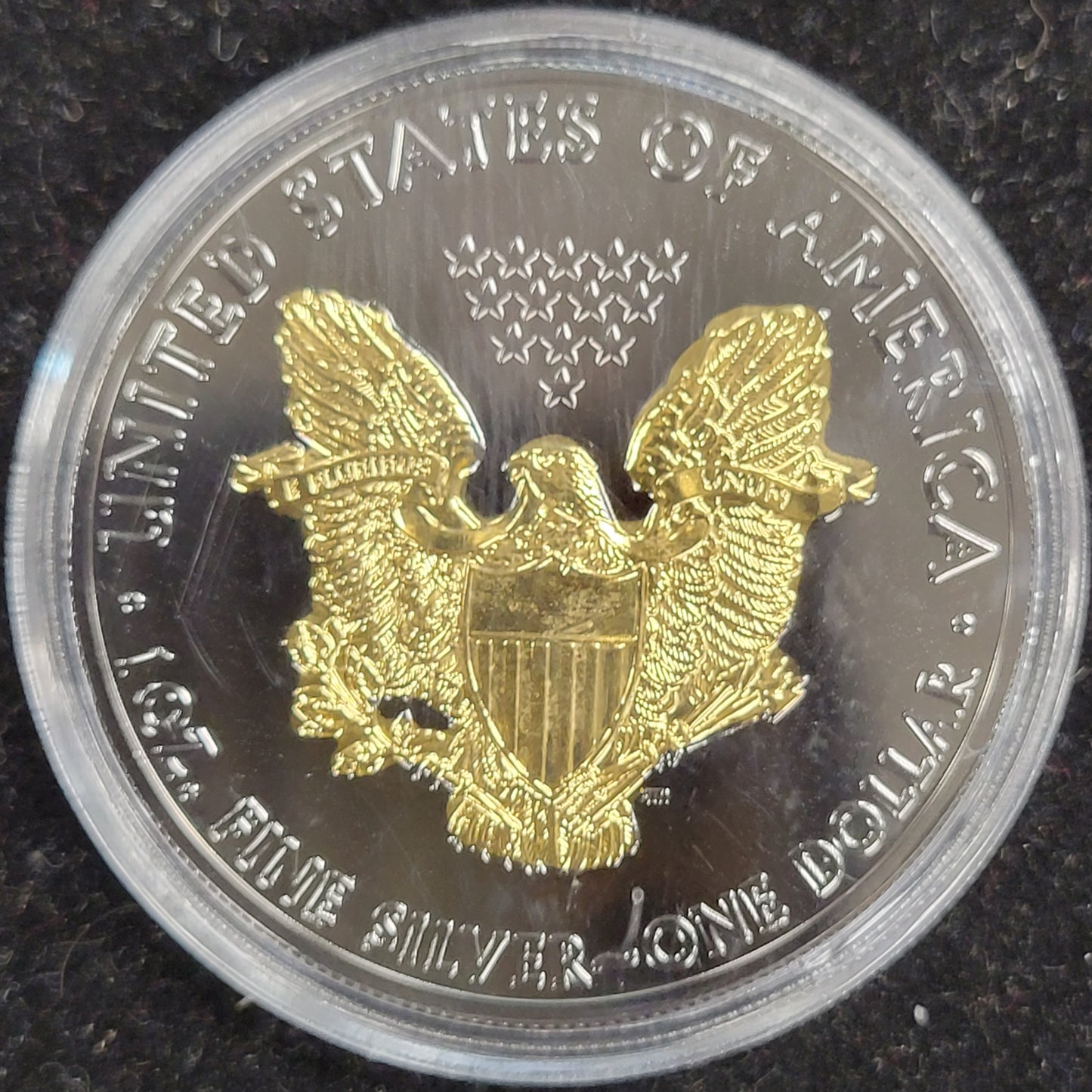 2015 American Silver Eagle Dollar 1 oz Fine Silver clad Black Ruthenium 24kt Gold