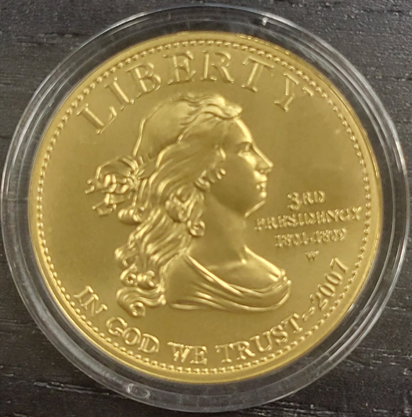 2007 First Spouse Gold Uncirculated Jefferson`s Liberty 1/2 oz 24 kt Coin