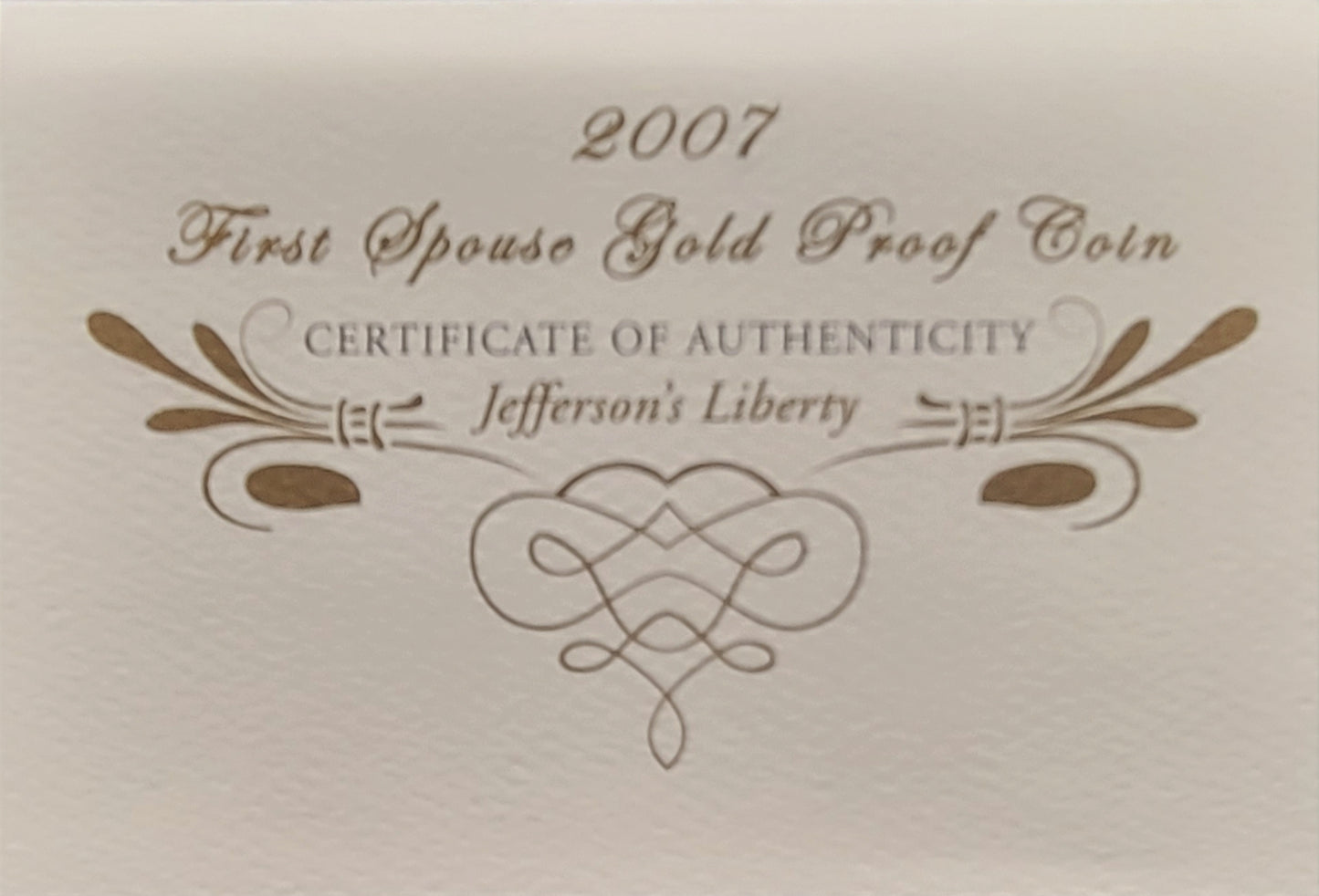 2007 First Spouse Gold Uncirculated Jefferson`s Liberty 1/2 oz. 24 kt Coin