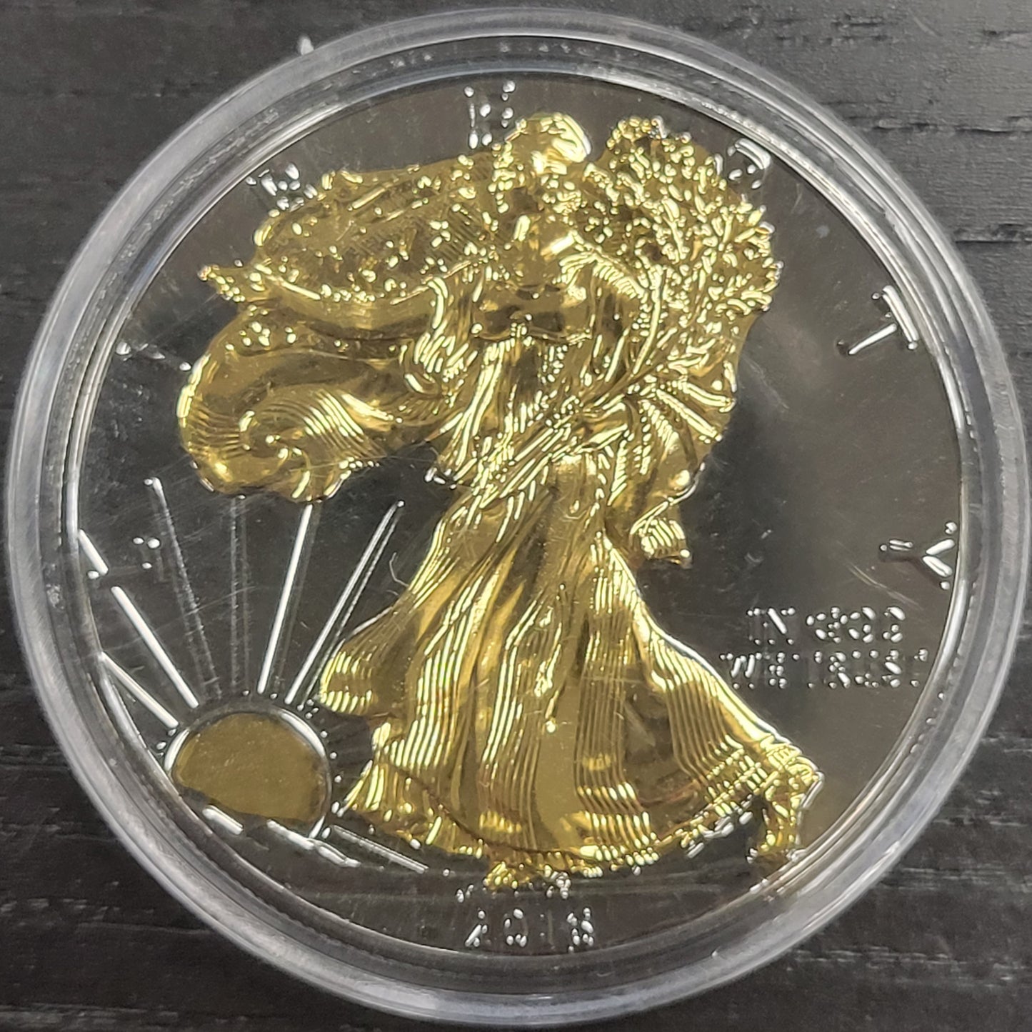 2016 American Silver Eagle Dollar 1 oz Fine Silver clad Black Ruthenium 24kt Gold