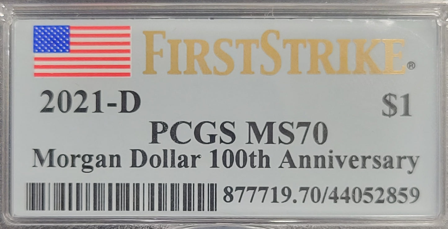 2021-D Morgan Silver Dollar 100th Anniversary PCGS certified MS70