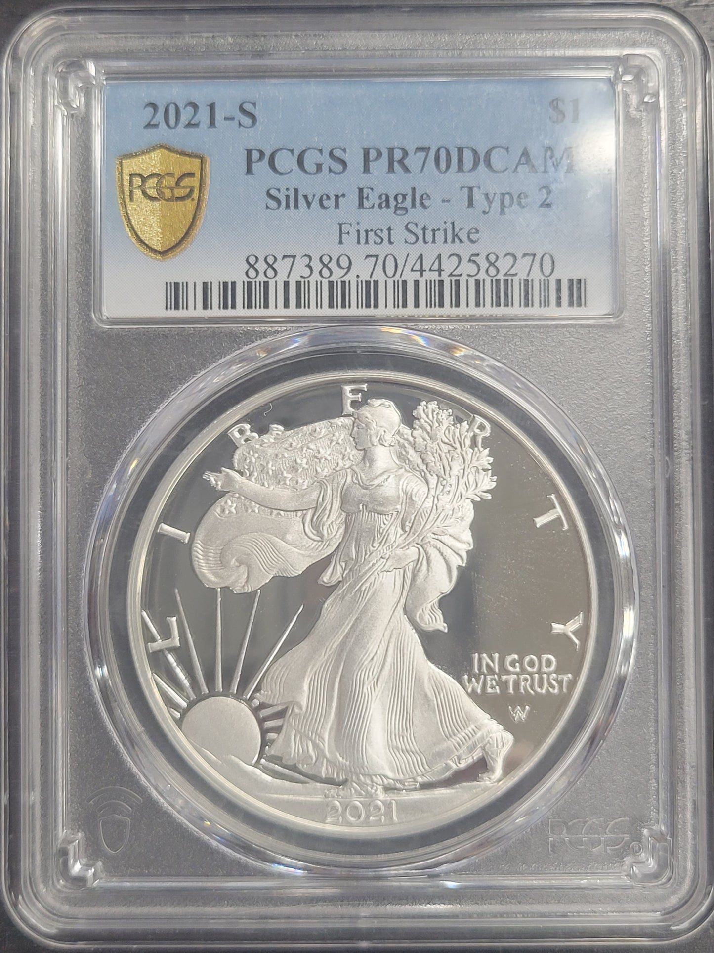2021-S American Silver Eagle First Strike Type 2 $1 PCGS certified PR70DCAM