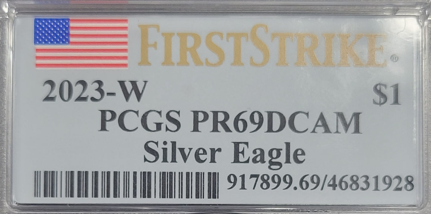 2023-W American Silver Eagle First Strike $1 PCGS certified PR69DCAM
