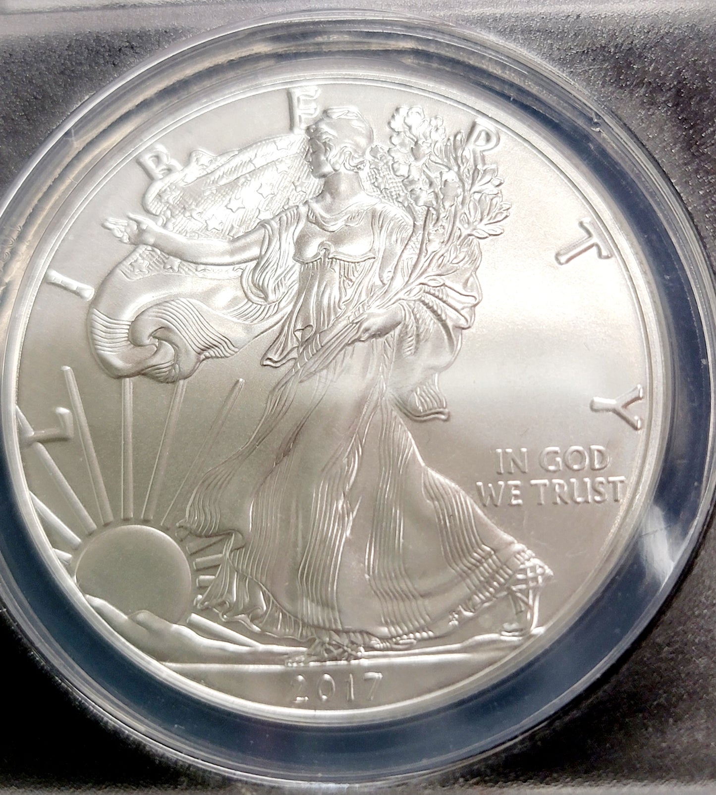 3pc Silver Eagle set, 2017, 1oz Standing liberty, (W)-(S)-(P), ANACS-MS70