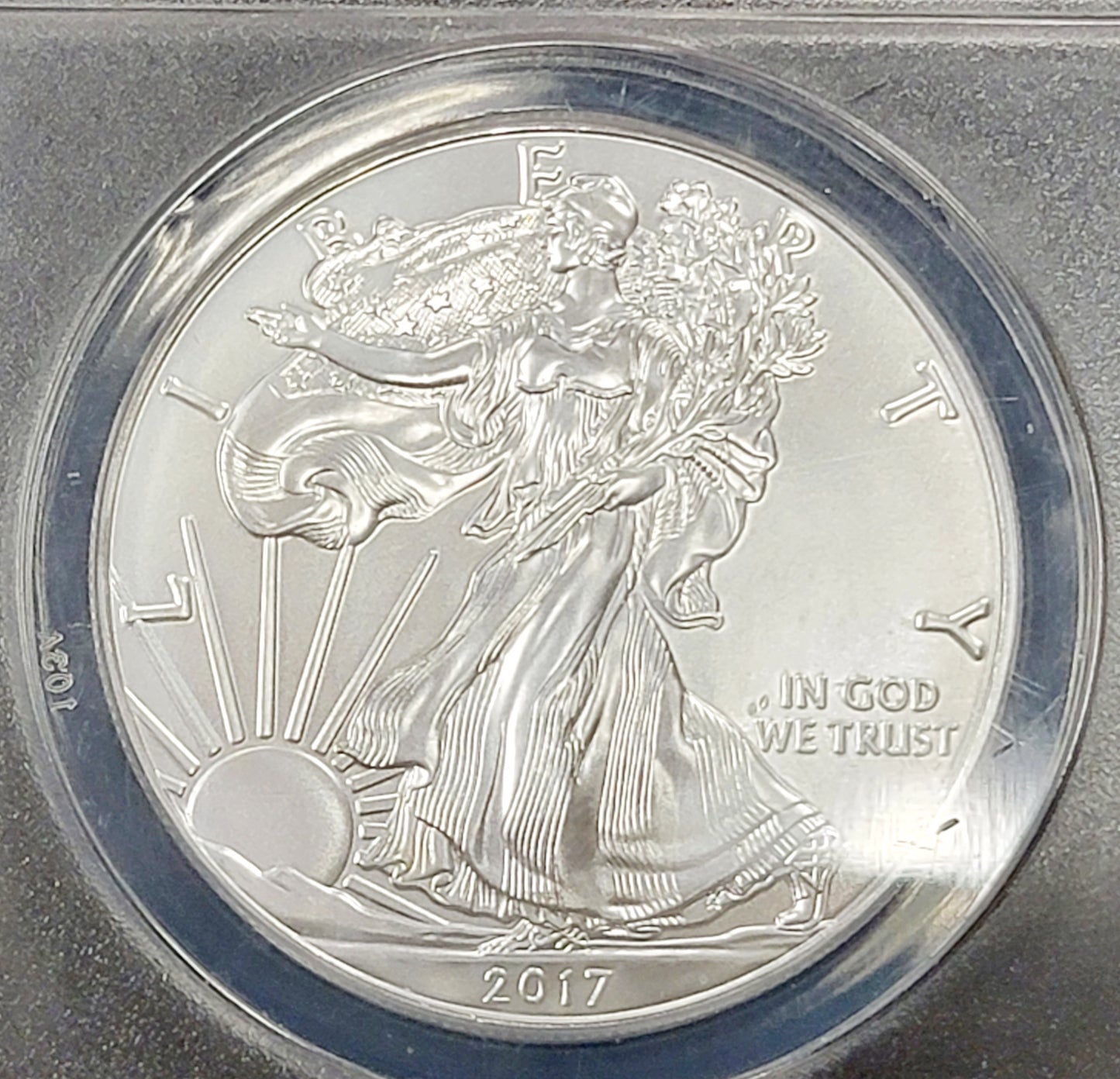 3pc Silver Eagle set, 2017, 1oz Standing liberty, (W)-(S)-(P), ANACS-MS70