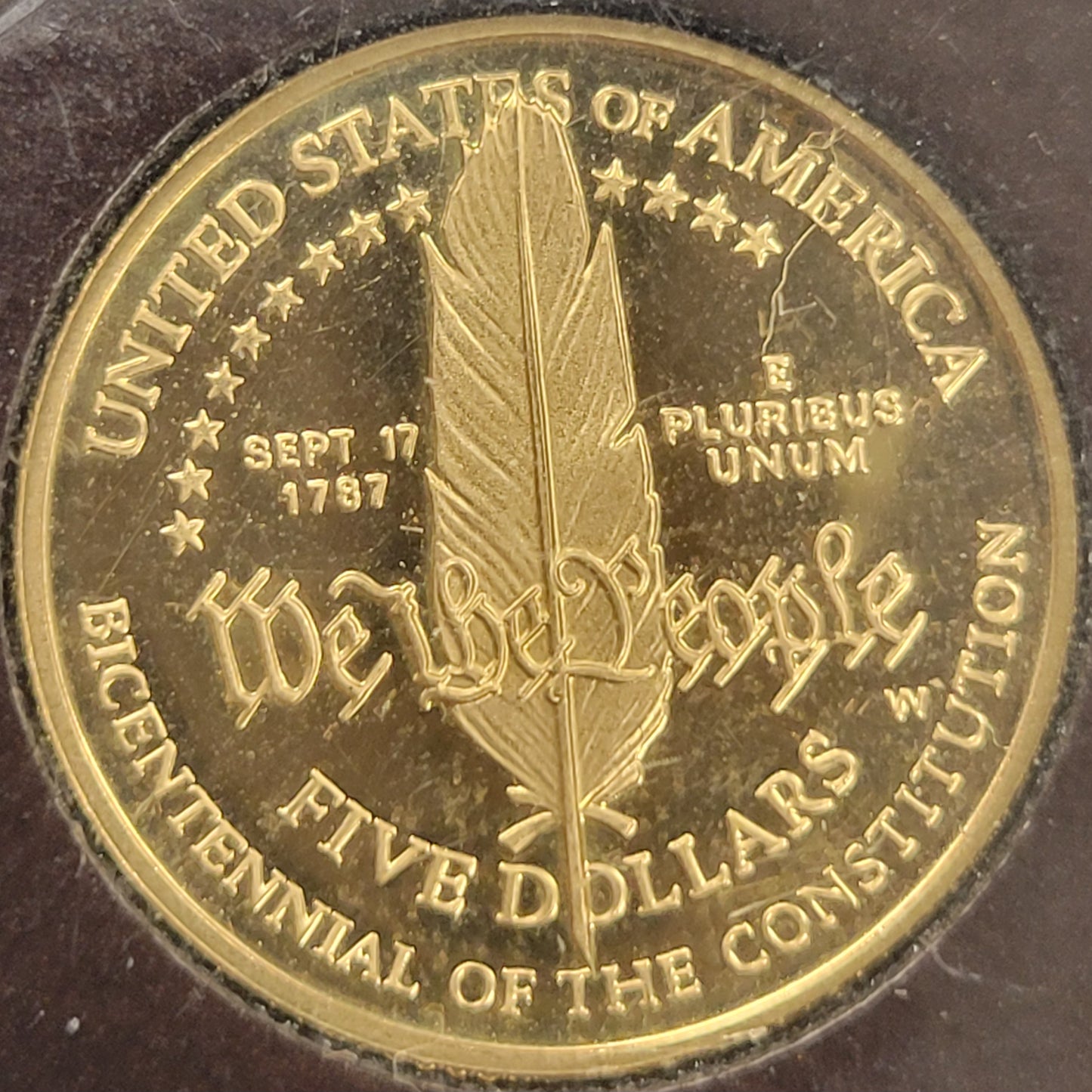 1987-W $5 Constitution, DCAM Modern Gold Commemorative Proof Coin