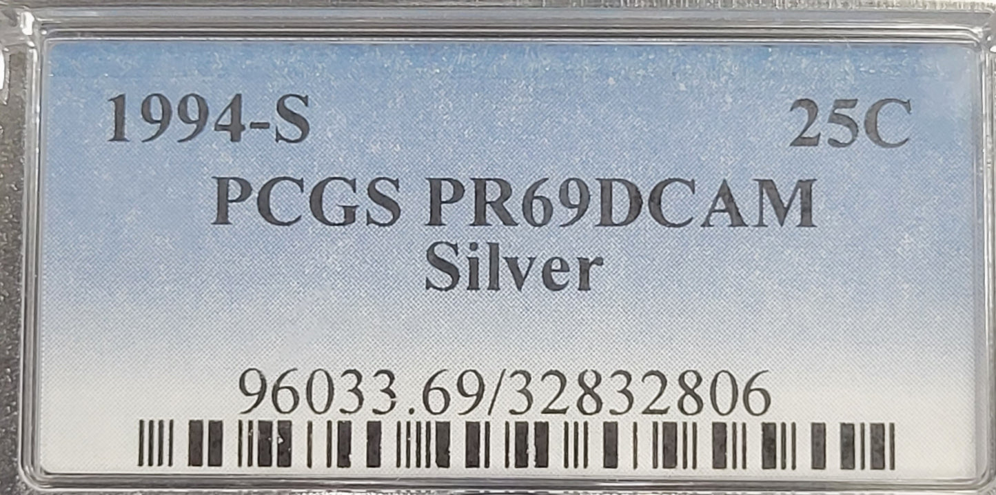 1994-S George Washington Quarter 25c PCGS certified PR69DCAM Silver