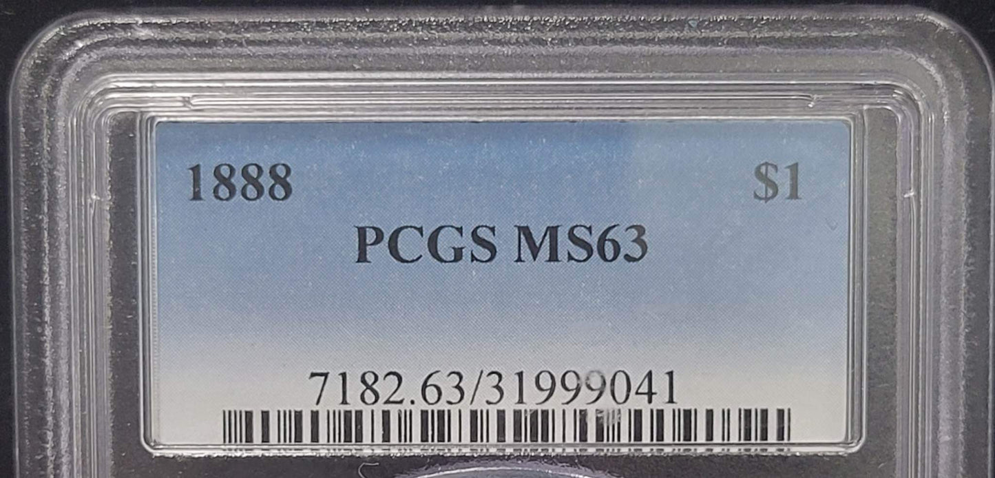 1888 Morgan Silver Dollar PCGS MS63 certified $1