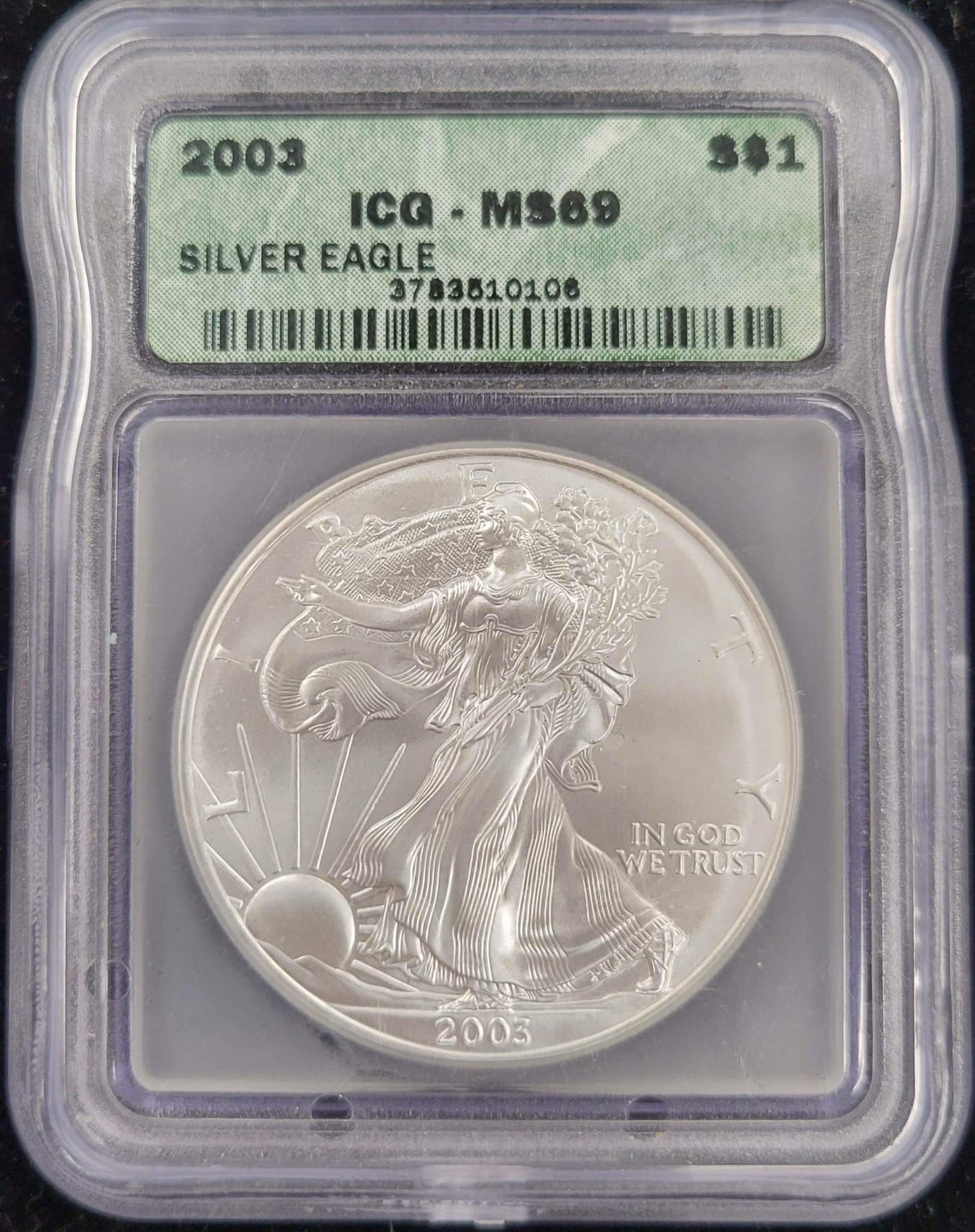 2003 Standing Liberty Silver eagle ICG MS69 $1