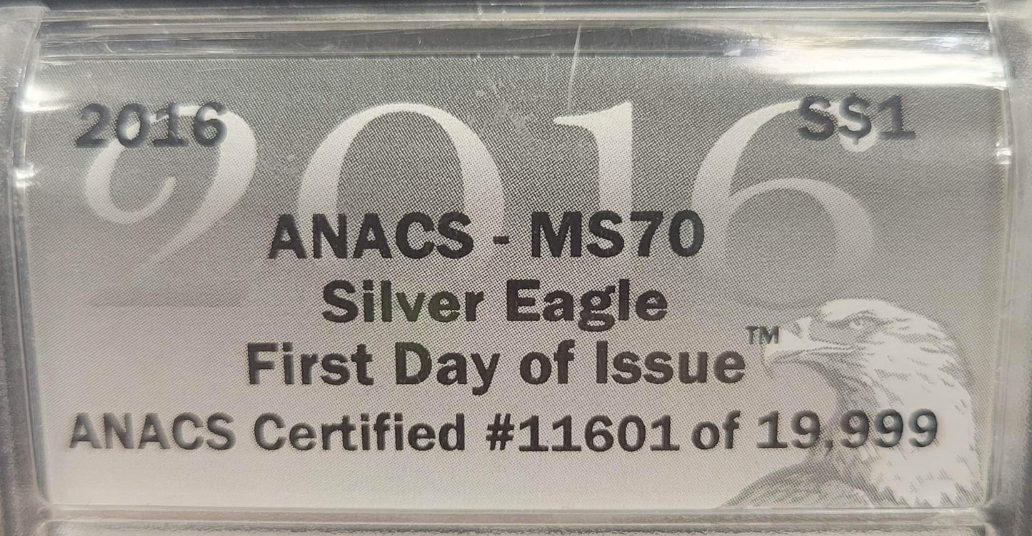 2016 American Silver Eagle Standing Liberty ANACS certified MS70 $1