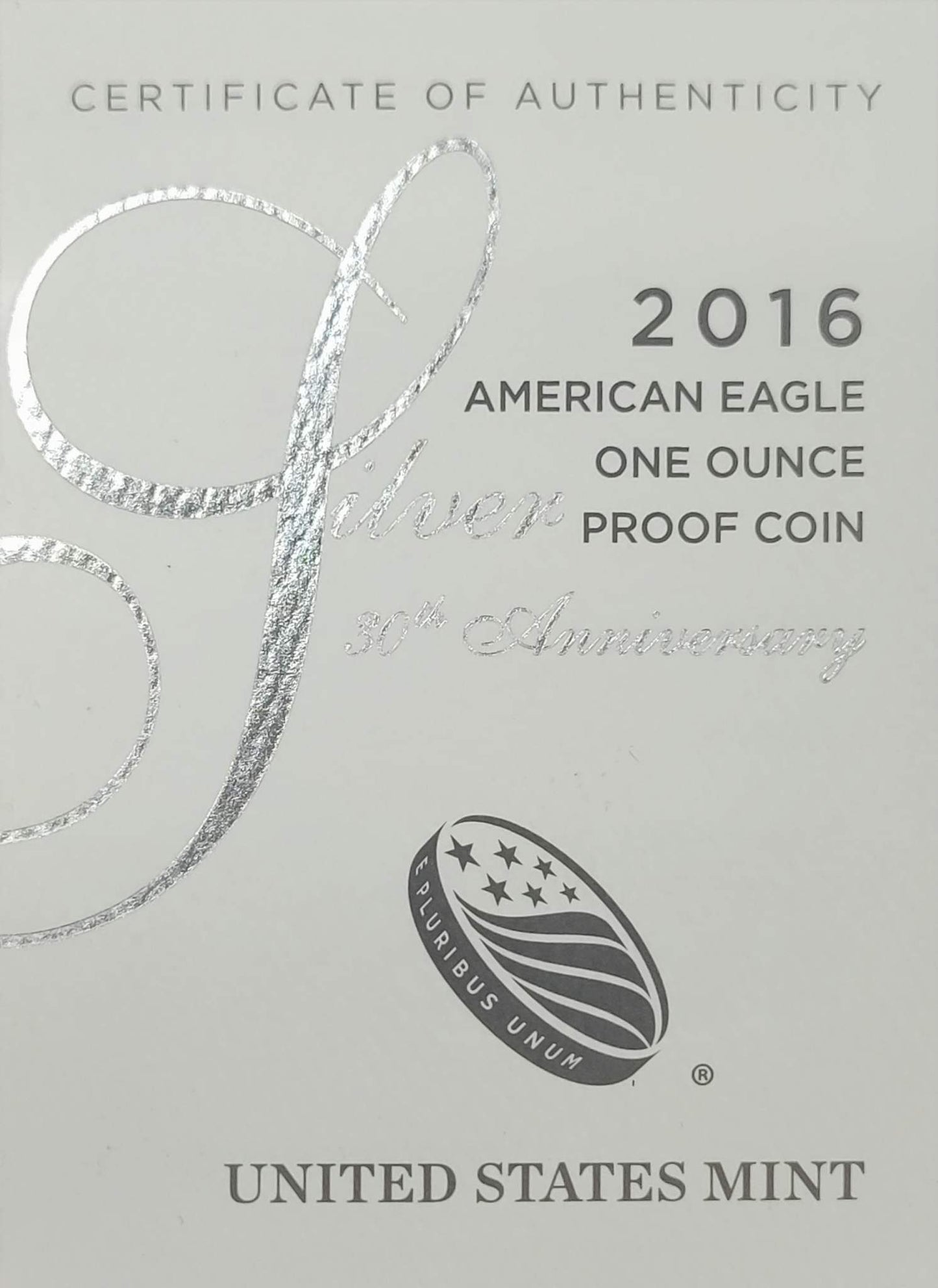 2016-W American Eagle One Ounce Silver Proof Coin