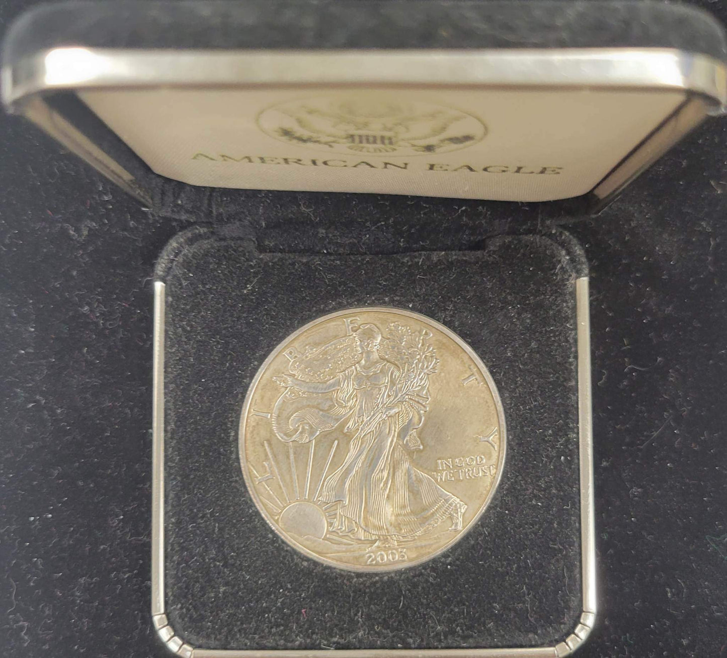 2003 American Silver Eagle Standing Liberty with display case $1