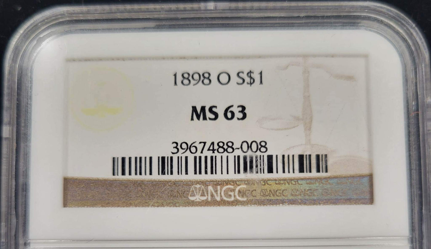 1898-O Morgan Silver Dollar NGC certified MS63 $1