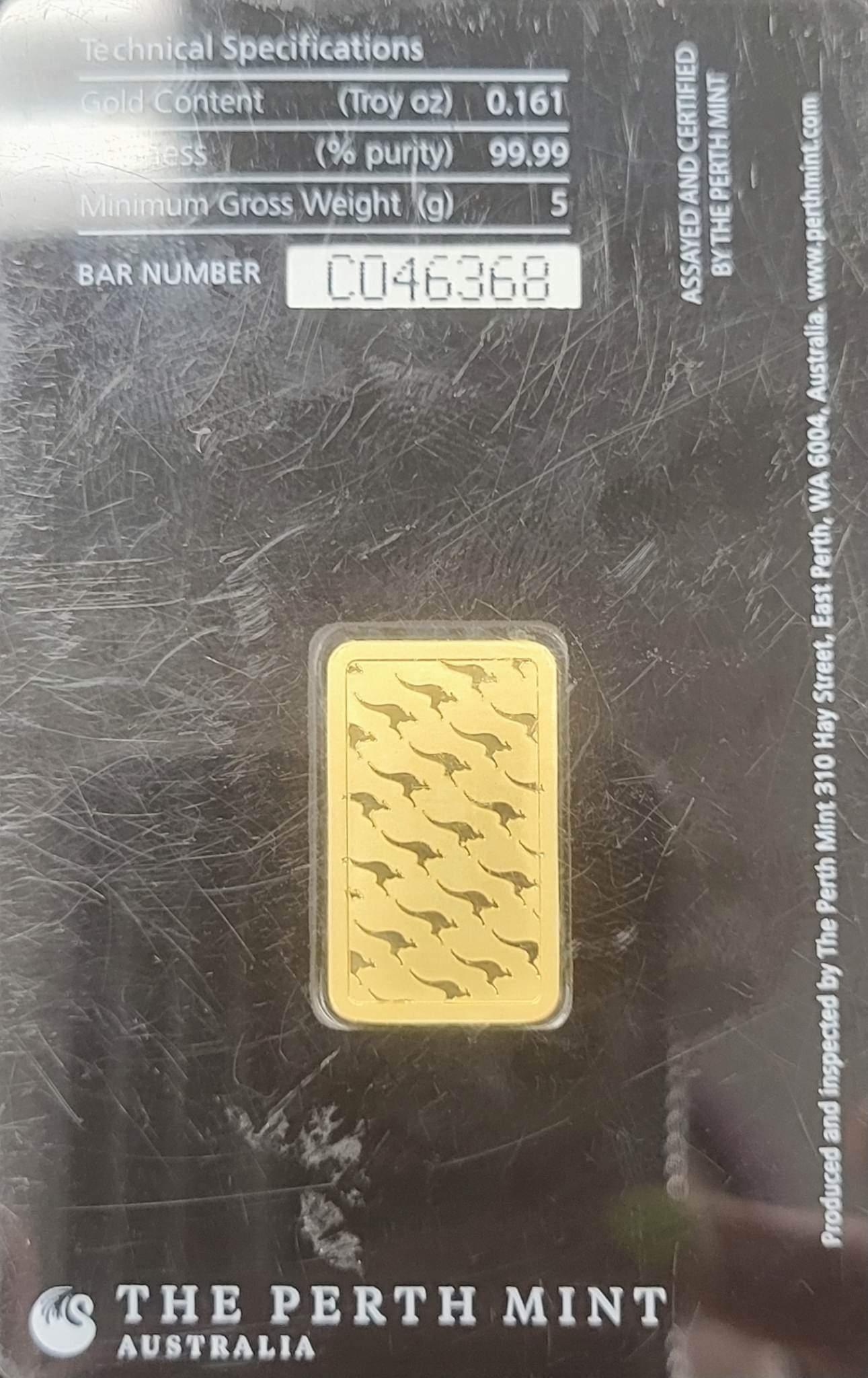 5 Gram Gold Perth Mint Australia Bar (W/Assay)