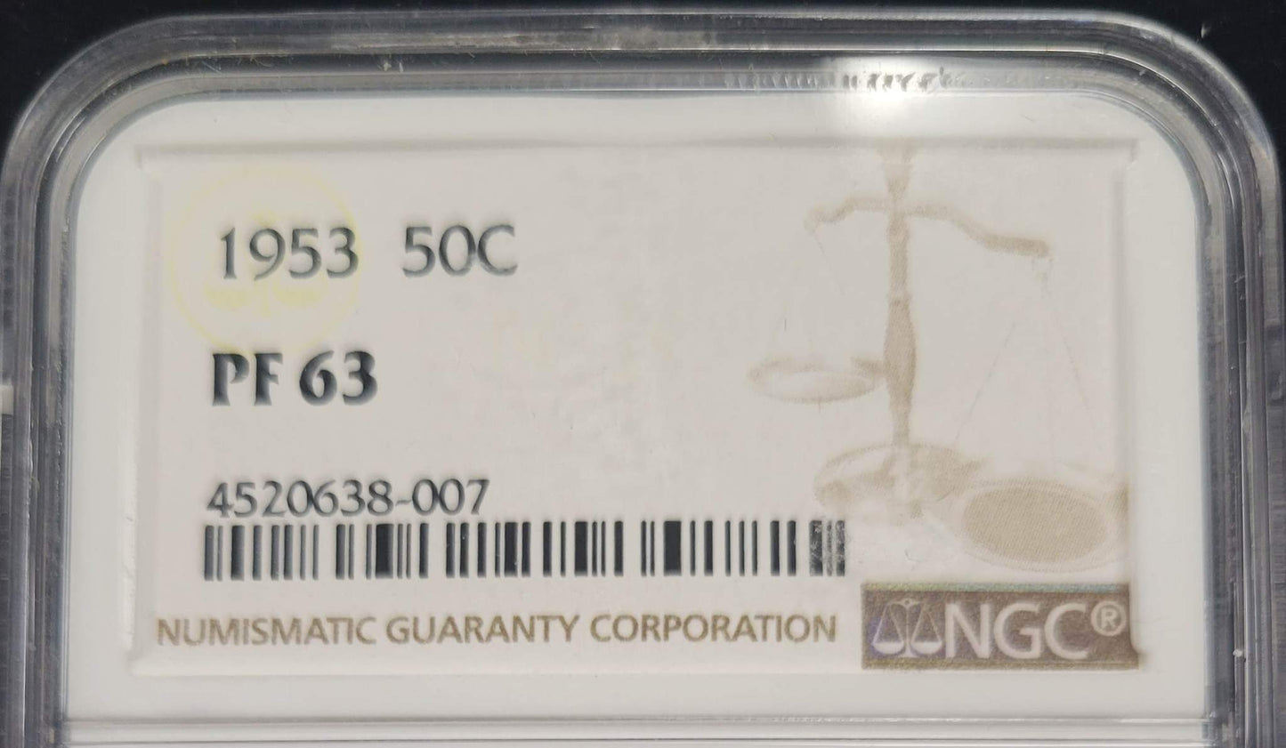 1953 Franklin Silver Half Dollar NGC PF63 .50c