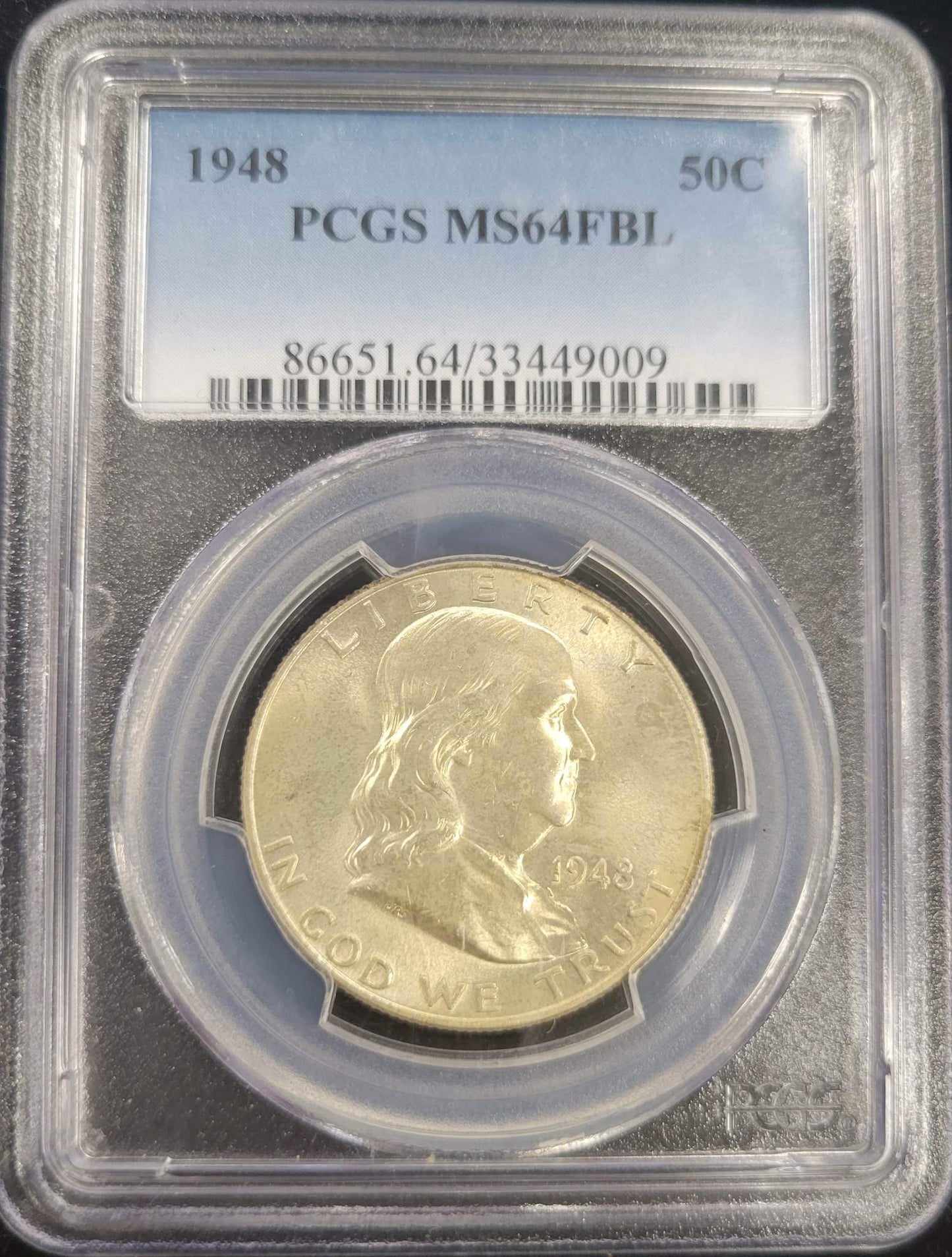 1948 Franklin Silver Half Dollar PCGS MS64FBL .50c