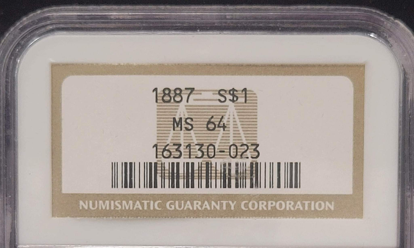 1887 Morgan Silver Dollar NGC MS64 certified $1