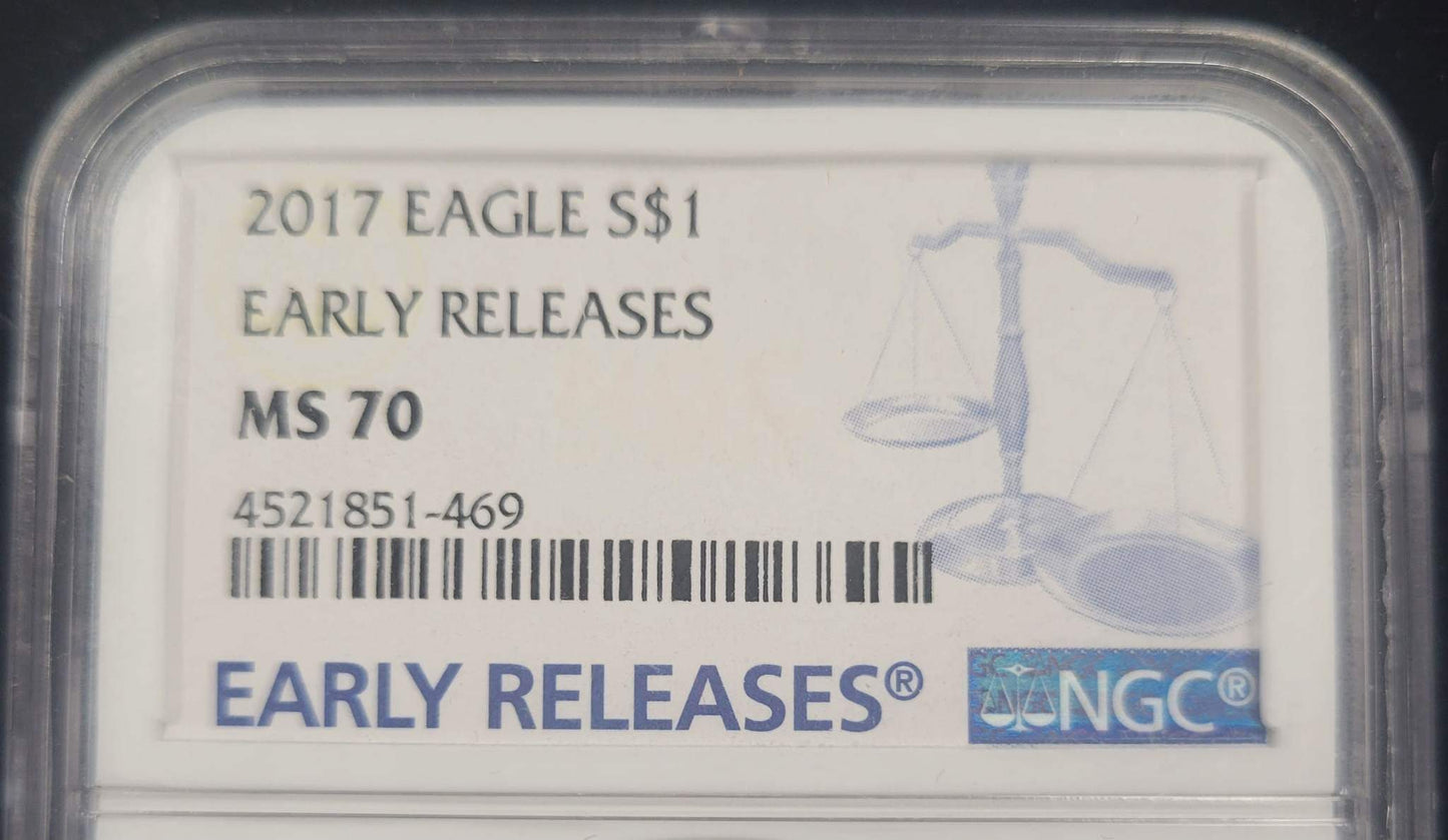2017 American Silver Eagle Standing Liberty NGC certified MS70 $1