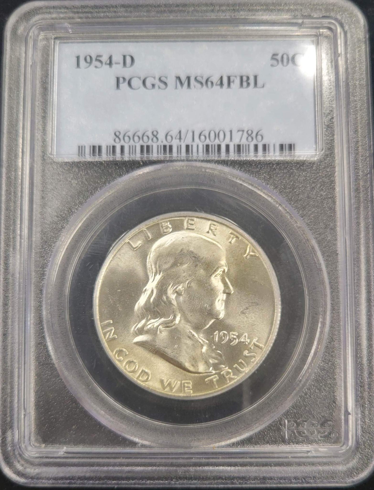 1954-D Franklin Silver Half Dollar PCGS MS64FBL .50c