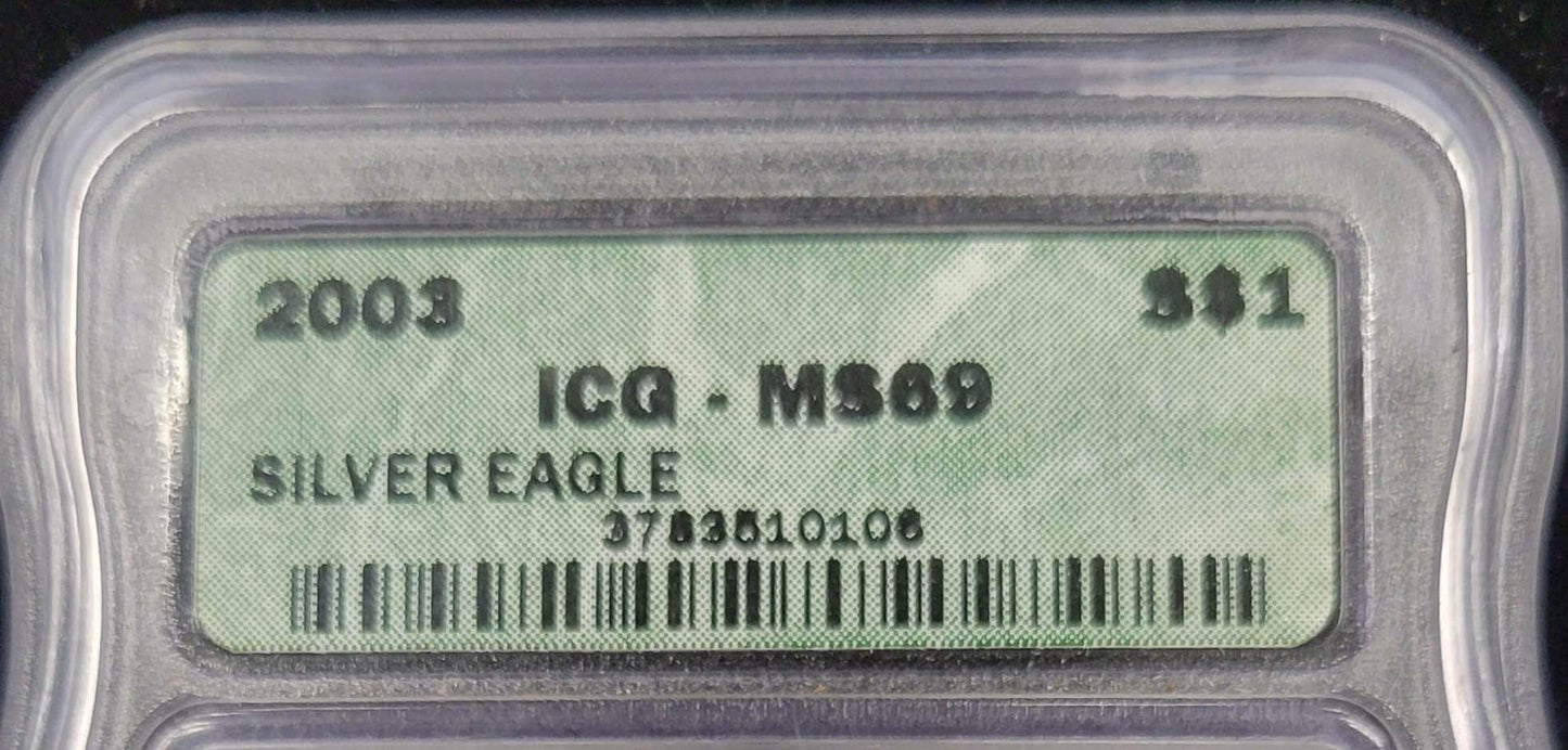 2003 Standing Liberty Silver eagle ICG MS69 $1