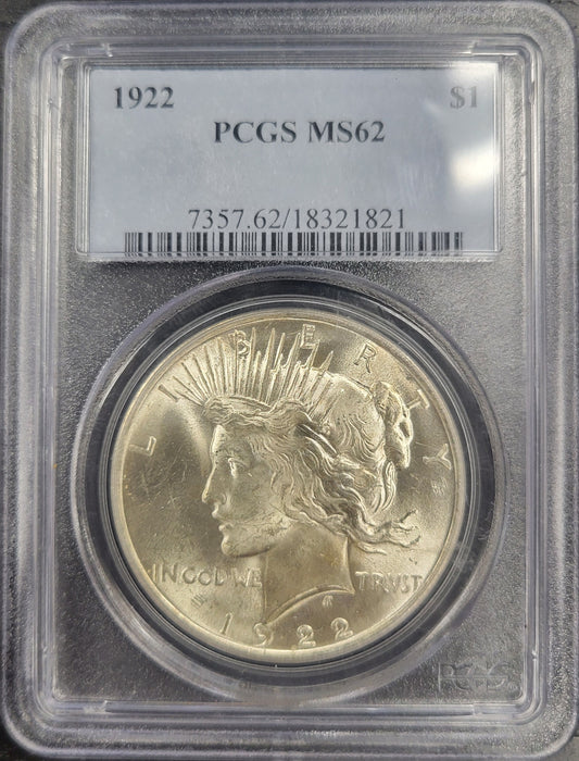 1922 Peace Dollar $1 PCGS certified MS62
