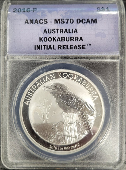 2016-P Australian Kookaburra Initial Release ANACS certified MS70 DCAM