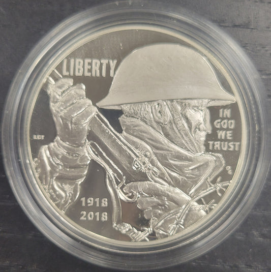 2018 World War I Centennial Silver Dollar and Army Medal Set