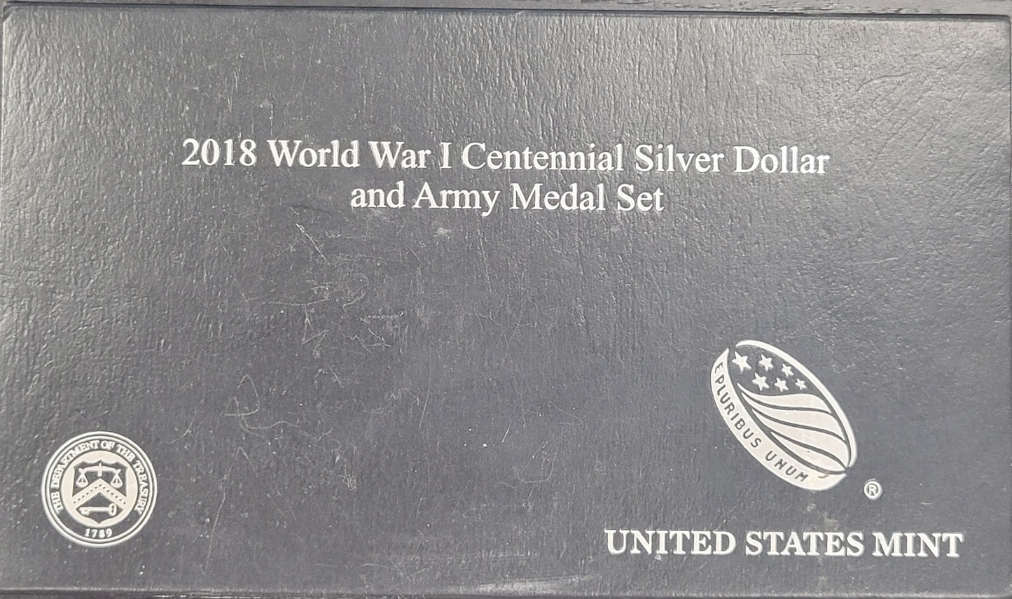 2018 World War I Centennial Silver Dollar and Army Medal Set