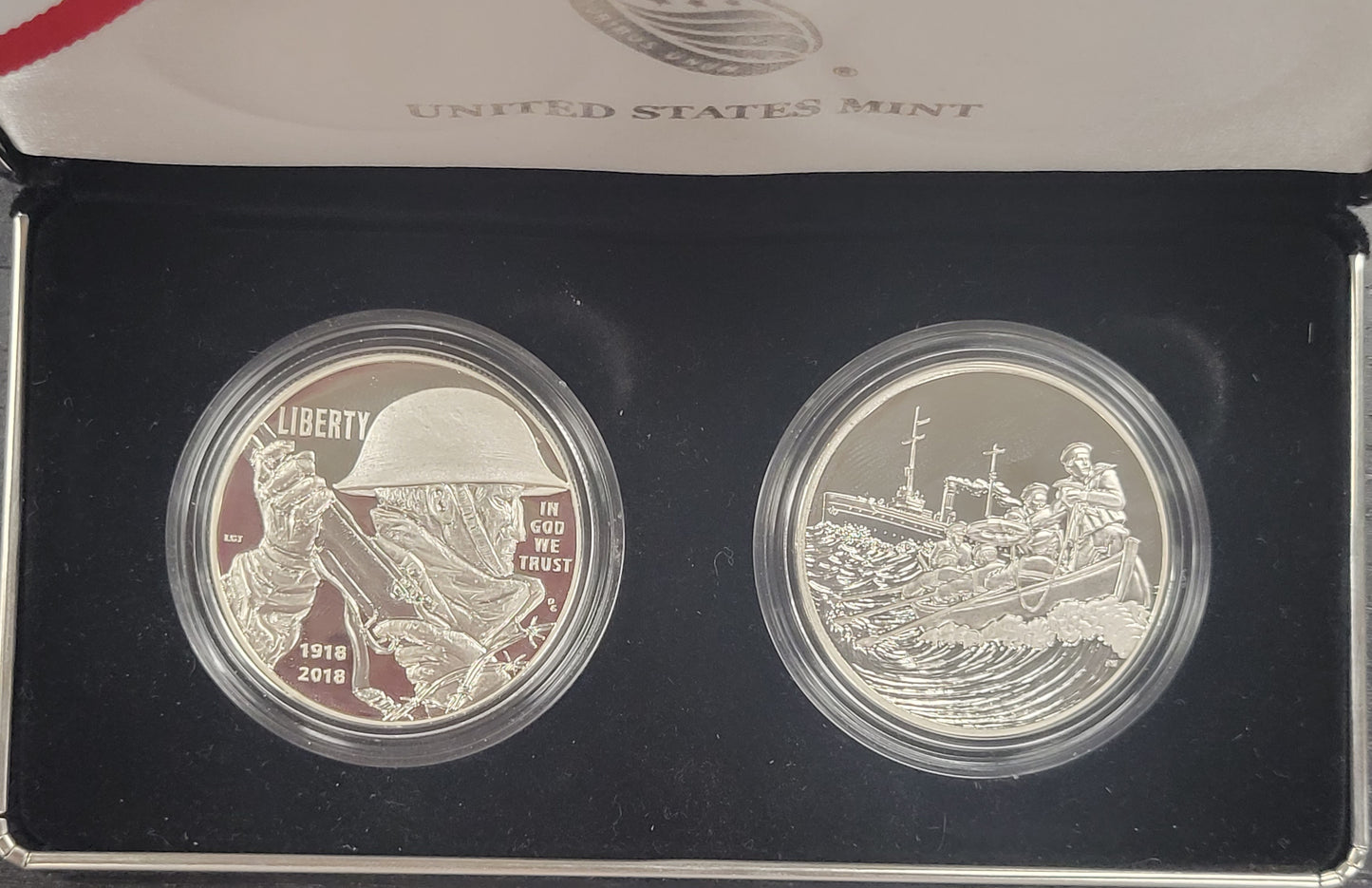 2018 World War I Centennial Silver Dollar and Coast Guard Medal Set