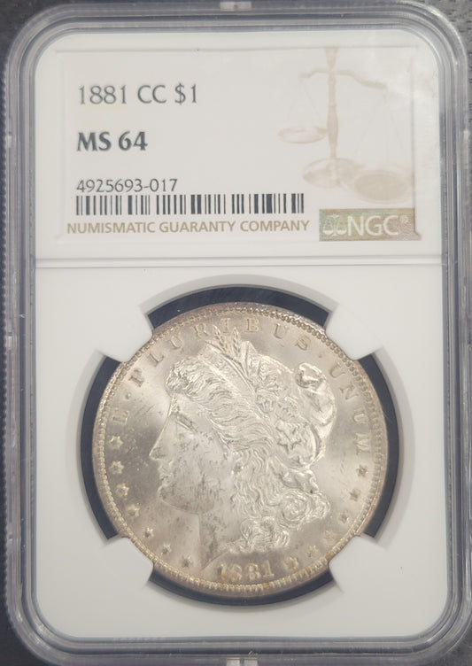 1881-CC Morgan Silver Dollar NGC certified MS64
