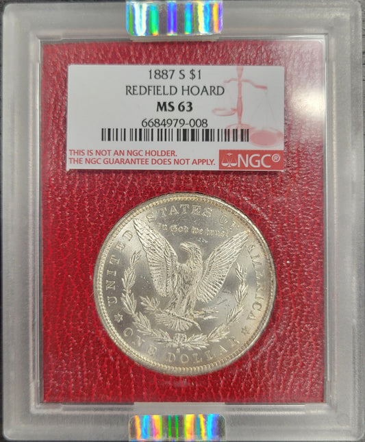 1887-S Morgan Silver Dollar Redfield Hoard NGC certified MS63