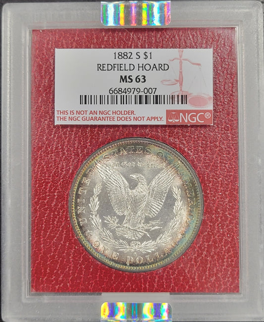 1882-S Morgan Silver Dollar Redfield Hoard NGC certified MS63