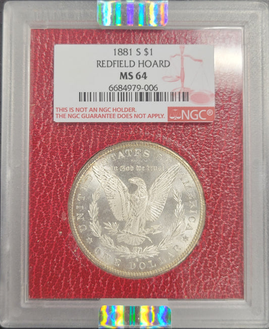 1881-S Morgan Silver Dollar Redfield Hoard NGC certified MS64