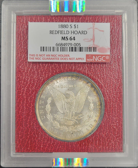 1880-S Morgan Silver Dollar Redfield Hoard NGC certified MS64