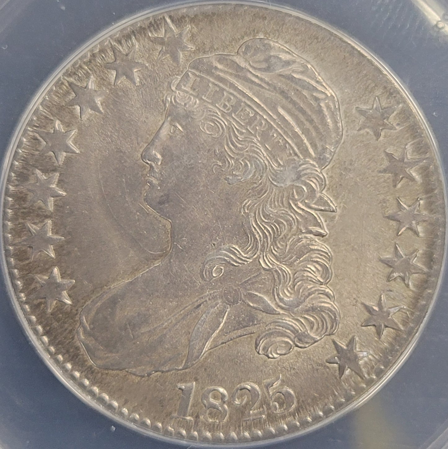 1825 Capped Lady Liberty 50c ANACS certified AU50