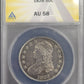 1828 Capped Lady Liberty 50c ANACS certified AU58