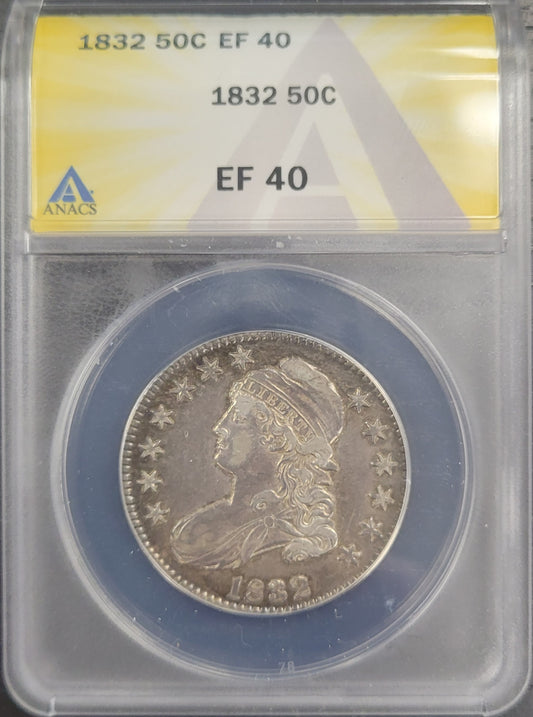 1832 Capped Lady Liberty 50c ANACS certified EF40