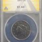 1837 Matron Head Large Cent 1c ANACS certified EF40