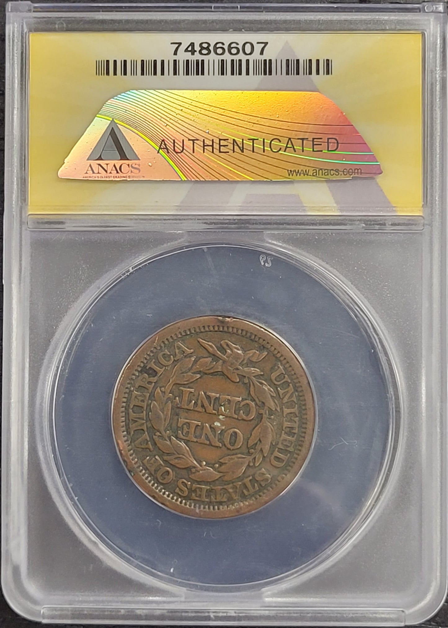 1847 Braided Hair Large Cent scratched 1c ANACS certified VF25 Details