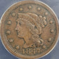 1847 Braided Hair Large Cent scratched 1c ANACS certified VF25 Details