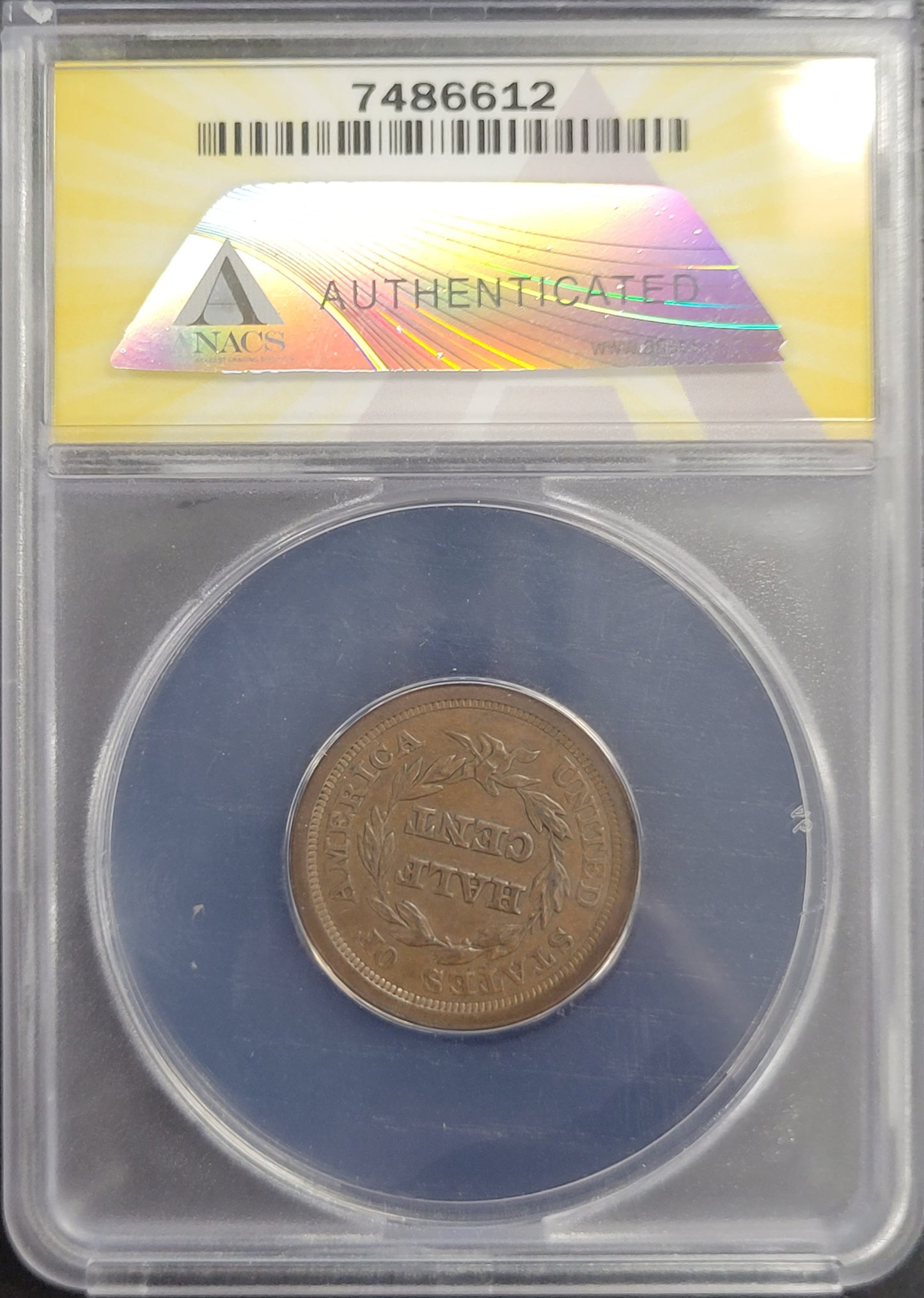 1849 Braided Hair 1/2c Large Date ANACS certified MS60 BRN