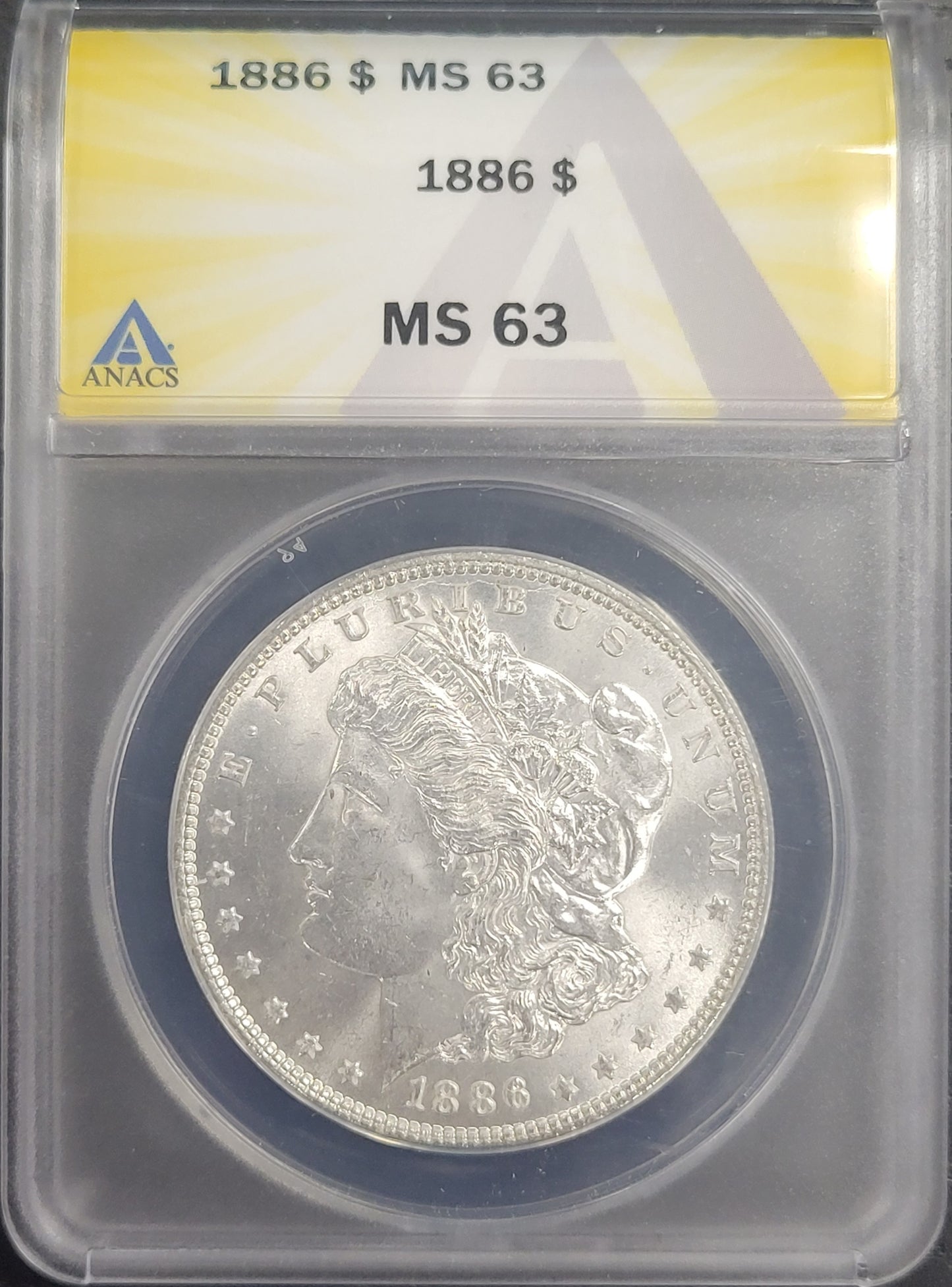 1886 Morgan Silver Dollar $1 ANACS certified MS63