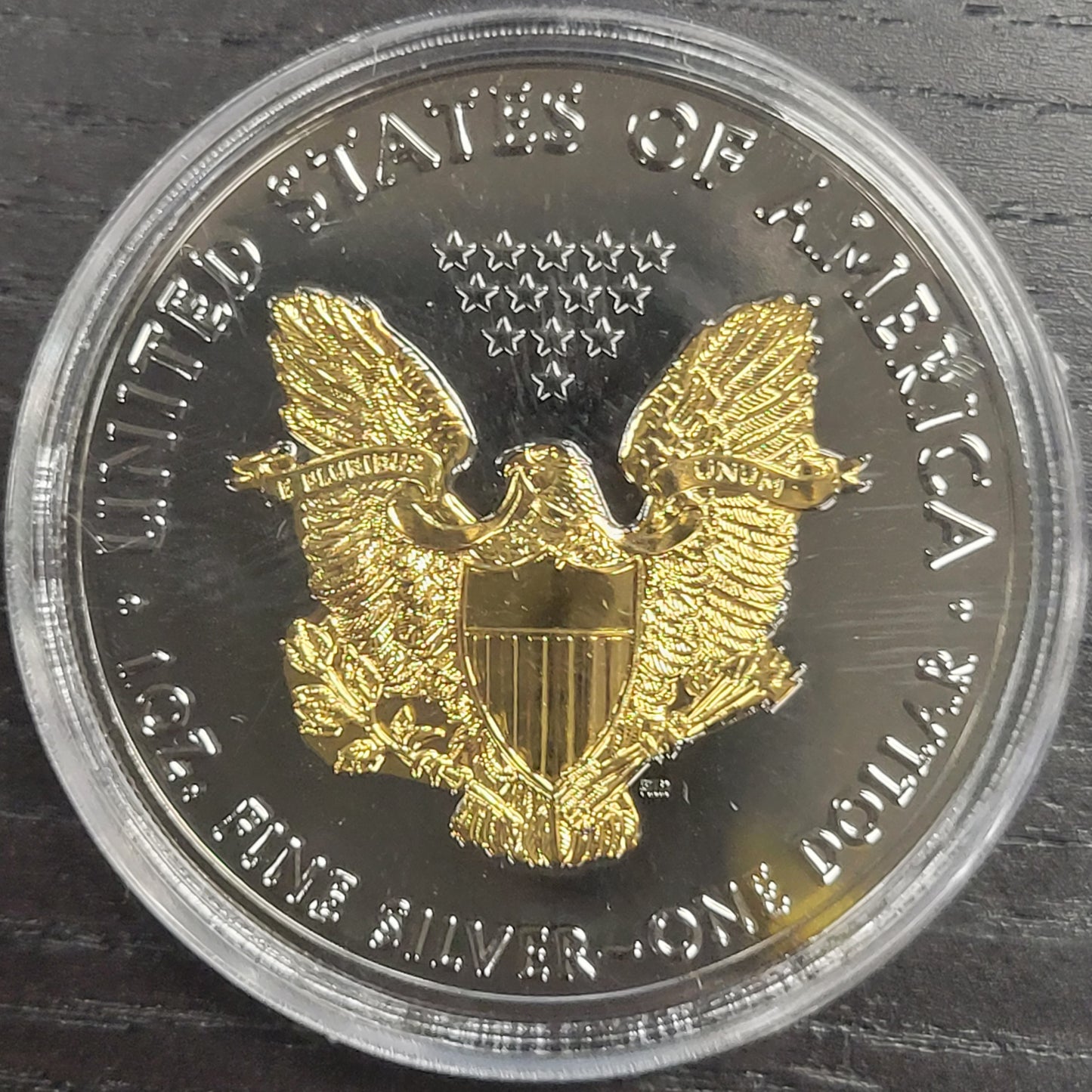 2016 American Silver Eagle Dollar 1 oz Fine Silver clad Black Ruthenium 24kt Gold
