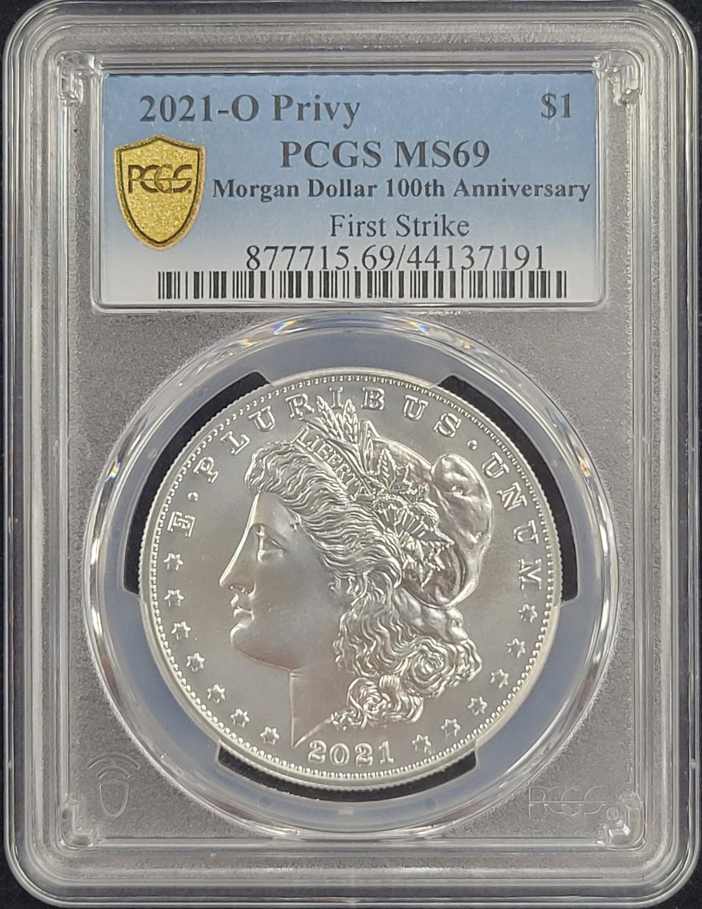 2021-O Privy Morgan Silver Dollar 100th Anniversary PCGS certified MS69
