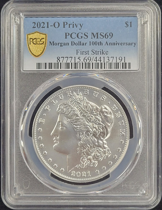 2021-O Privy Morgan Silver Dollar 100th Anniversary PCGS certified MS69