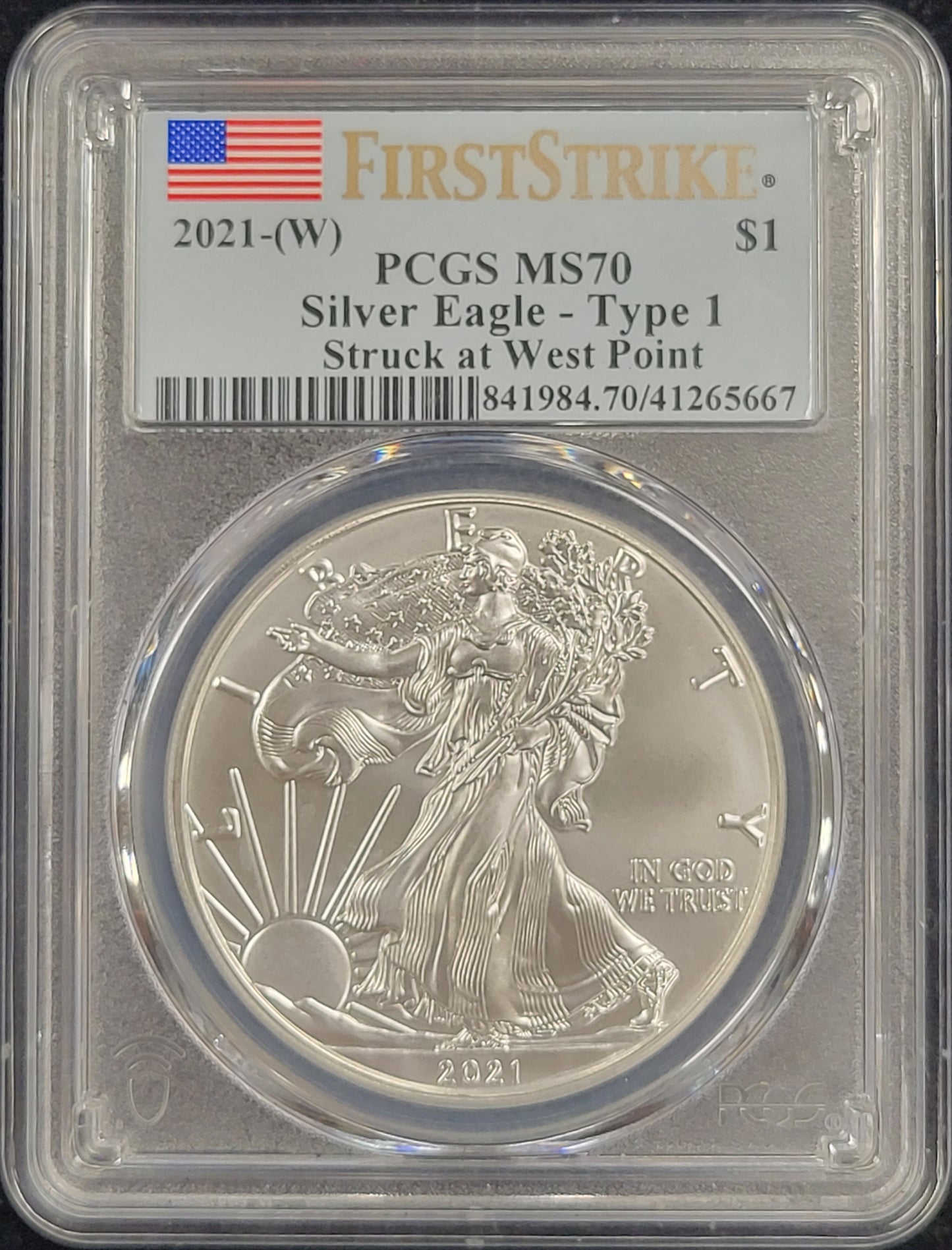 2021-W American Silver Eagle Type 1 PCGS certified MS70