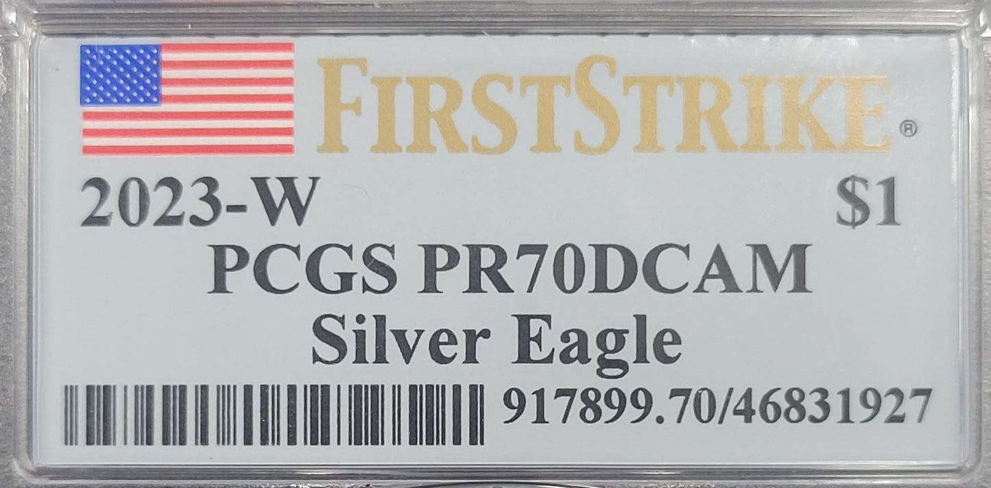 2023-W American Silver Eagle First Strike $1 PCGS certified PR70DCAM