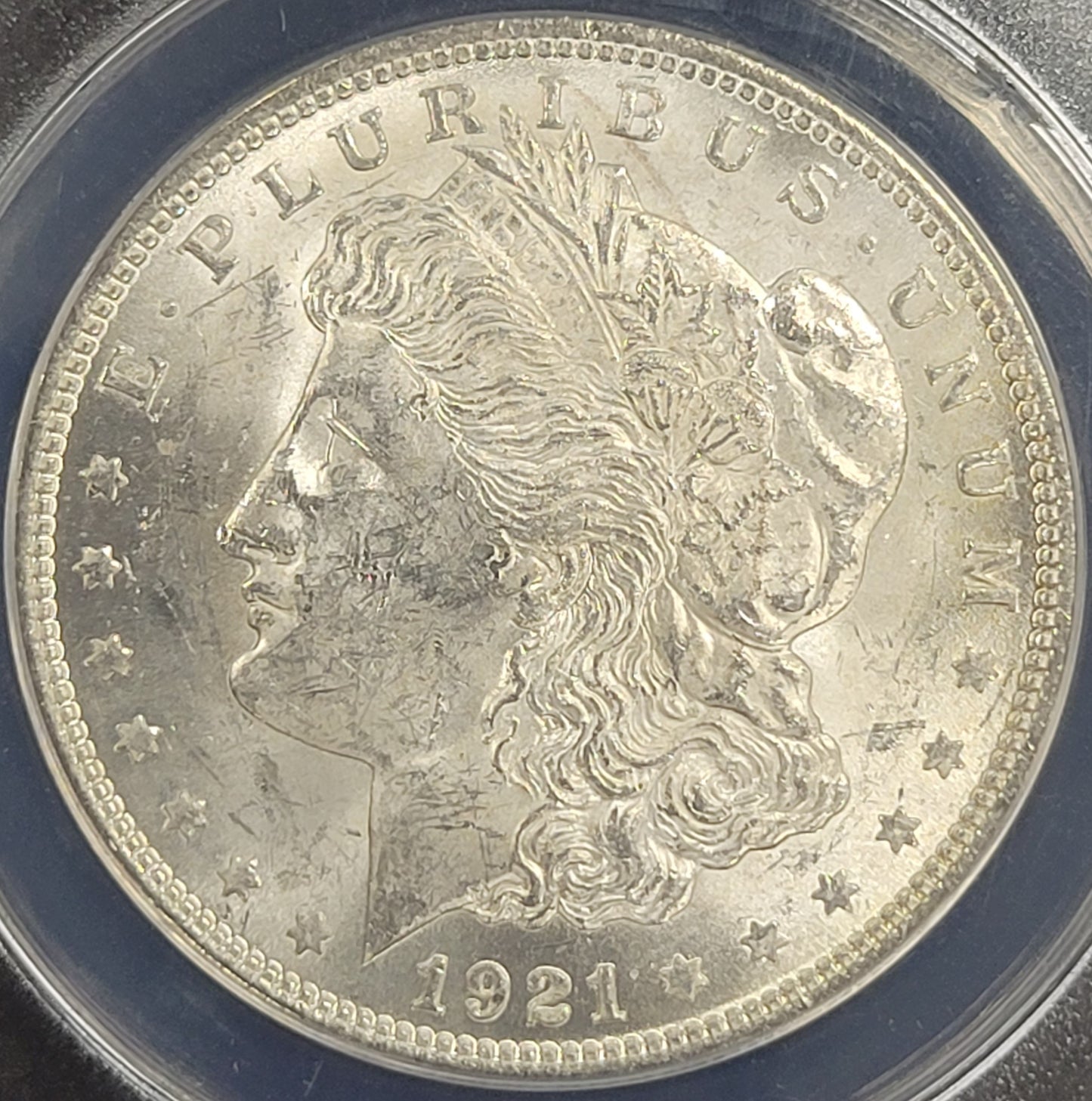 1921 Morgan Silver Dollar $1 ANACS certified Brilliant Uncirculated Legends of the Comstock Lode